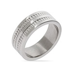 Mens Double Row Tread Stainless Steel Ring