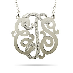 Custom Sterling Silver Hand Cut Monogram Necklace