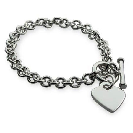 Tiffany Style Silver Heart Tag Bracelet