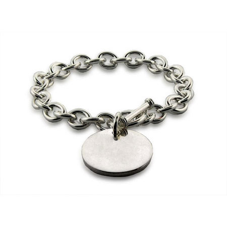 Tiffany Style Sterling Heavy Gauge Round Tag Bracelet