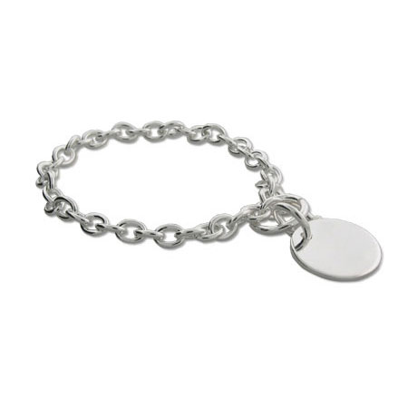 Tiffany Style Sterling Silver Round Tag Bracelet