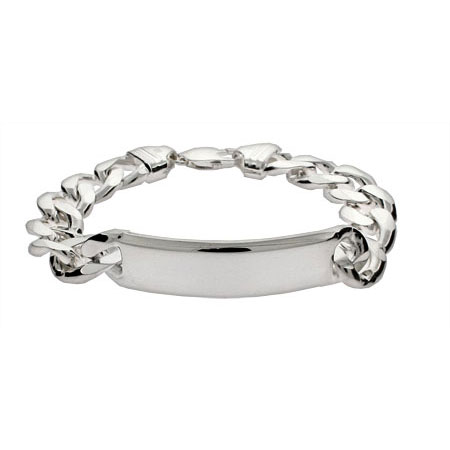Bracelets on Silver Jewelry   Men S Heavy Curb Link Sterling Silver Id Bracelet