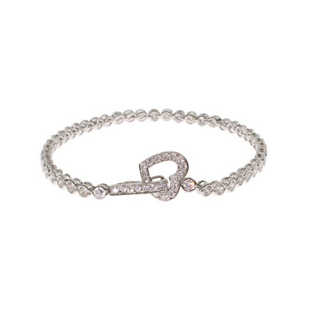 Tiffany Style Bubbles Tennis Bracelet with Heart Clasp