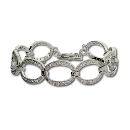 Tiffany Style Sterling Silver and CZ O Bracelet