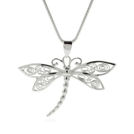 Dragonfly Pendants on Silver Jewelry   Vintage Style Sterling Silver Dragonfly Pendant