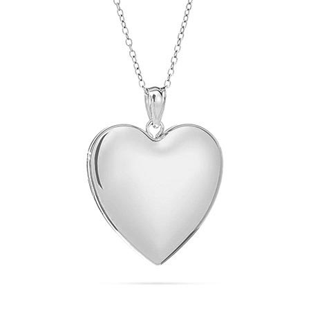 Large Engravable Sterling Silver Plain Heart Locket