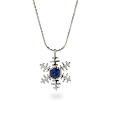 Saphire Necklace on Sterling Silver Jewelry   Sapphire Blue Cz Snowflake Necklace