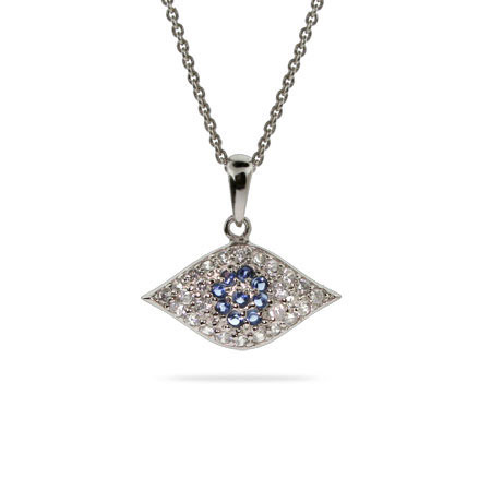Evil  Necklace on Sterling Silver Jewelry   Cz And Sterling Silver Evil Eye Pendant