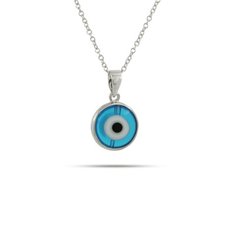 Evil  Necklace on Sterling Silver Jewelry   Sterling Silver Blue Evil Eye Pendant
