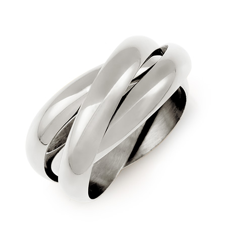 Tiffany Style Sterling Silver Triple Roll Russian Wedding Ring