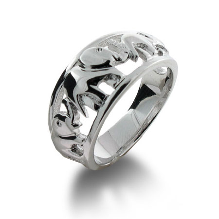 Elephants on Parade Sterling Silver Ring