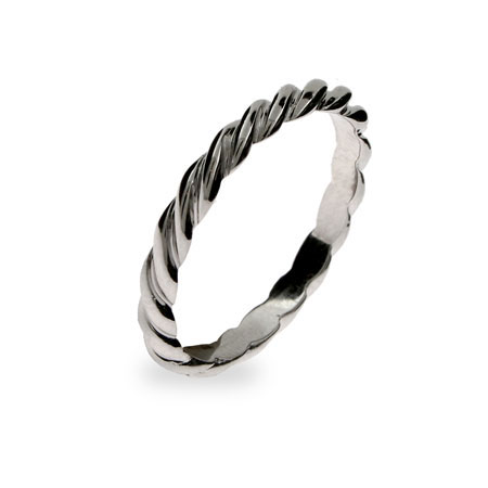 Thin Twisted Stackable Sterling Silver Ring