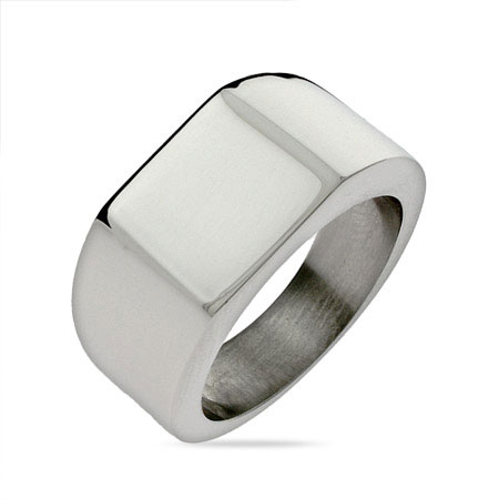 Men's Large Square Cut Engravable Signet Ring