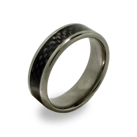 Mens Titanium Ring with Carbon Fiber Inlay