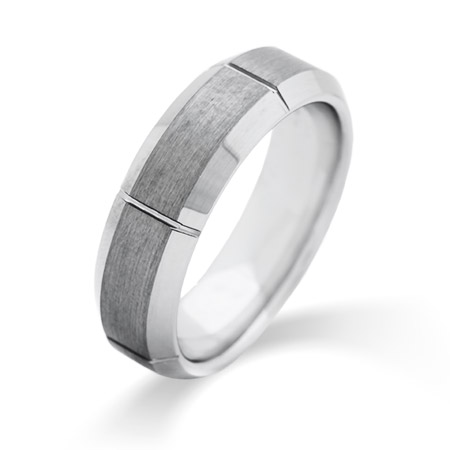 Men's Vertical Cut Engravable Tungsten Ring