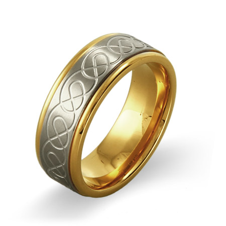 Men's Engraved Two-Tone Stainless Steel Infinity Ring