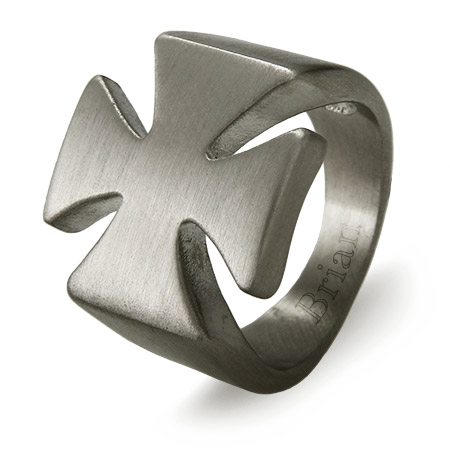Men's Stainless Steel Engravable Iron Cross Ring