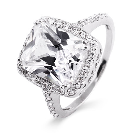 Simpson Replica Diamond Cubic Zirconia Sterling Silver Engagement Ring