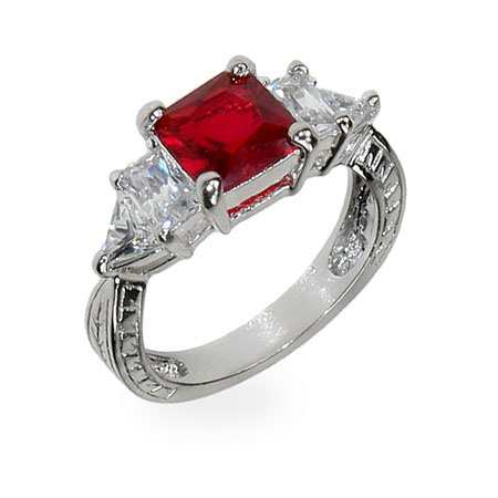 Diamond Rings on Jewelry   Heidi S Ruby Red And Diamond Cz Silver Engagement Ring