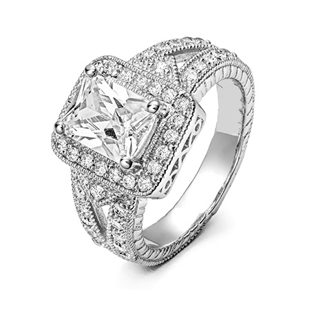 Mariah Carey Replica Emerald Cut Vintage Engagement Ring engraveStatus