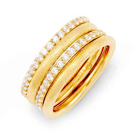Stackable 4 Ring Set with Gold and CZ Bands