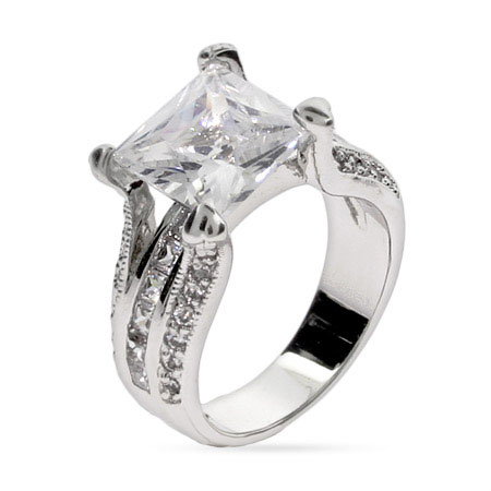 Tara's Elegant Princess Cut CZ Engagement Ring