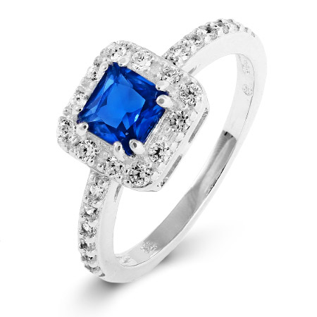 Delicate Princess Cut Sapphire CZ Promise Ring