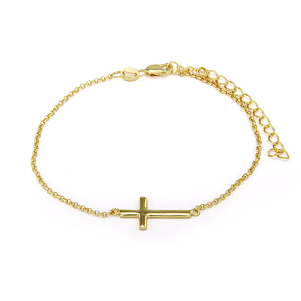 Gold Sideways Cross Bracelet | eBay